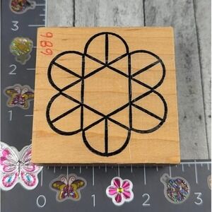 CC Rubber Stamps Geometric Design Flower Rubber Stamp Wood #M111